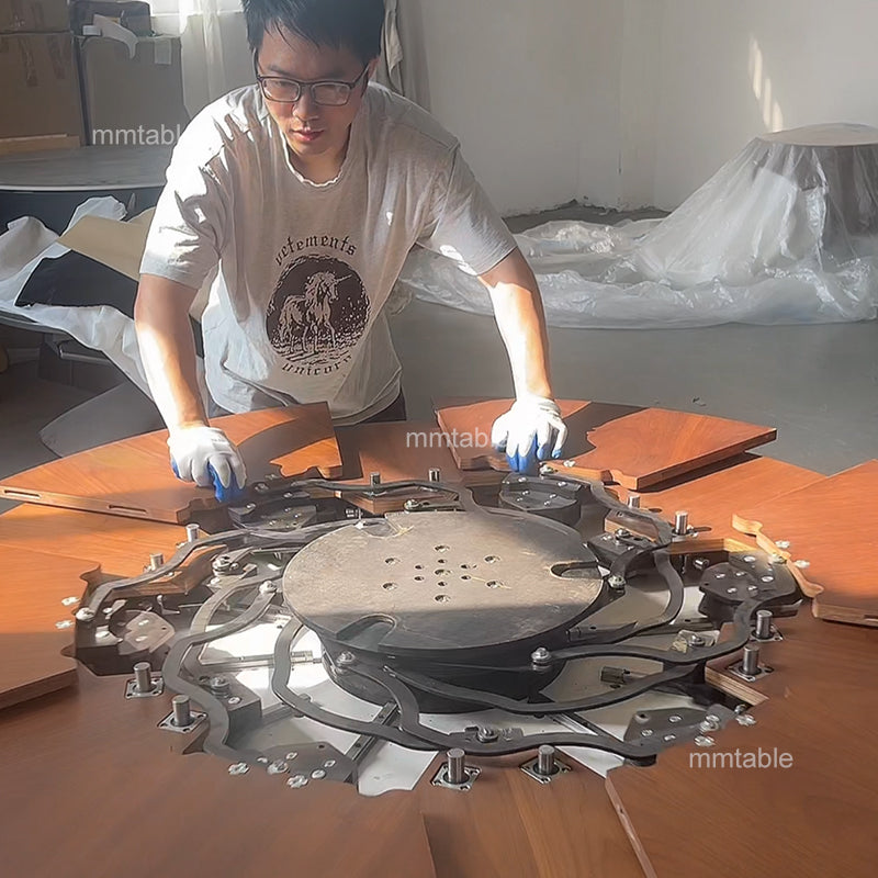 marble table modern extendable round dining table / transformable furniture table seat 6 8 10 12 persons