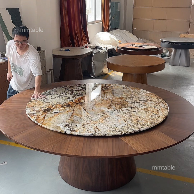 marble table modern extendable round dining table / transformable furniture table seat 6 8 10 12 persons