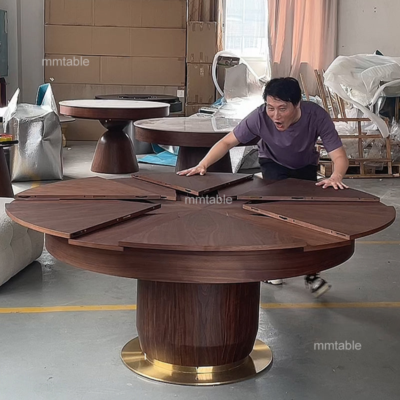 large  extendable round dining table 120 150 180 200 cm / expandable circular dining table  for 6 8 10 12 people