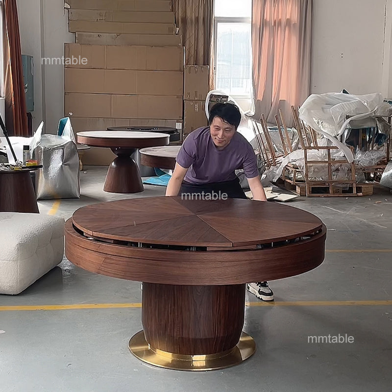 large  extendable round dining table 120 150 180 200 cm / expandable circular dining table  for 6 8 10 12 people