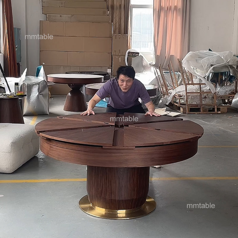 large  extendable round dining table 120 150 180 200 cm / expandable circular dining table  for 6 8 10 12 people